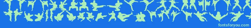 Karatechop Font – Green Fonts on Blue Background