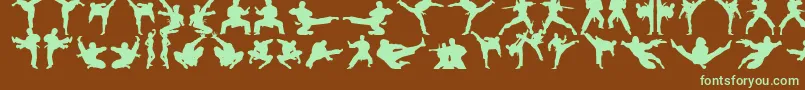 Czcionka Karatechop – zielone czcionki na brązowym tle