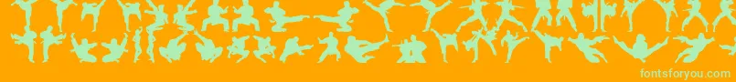 Karatechop-fontti – vihreät fontit oranssilla taustalla