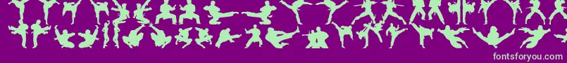 Fonte Karatechop – fontes verdes em um fundo violeta