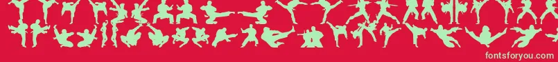 Karatechop-Schriftart – Grüne Schriften auf rotem Hintergrund