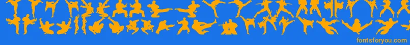 Czcionka Karatechop – pomarańczowe czcionki na niebieskim tle