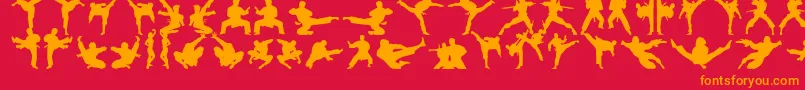 Czcionka Karatechop – pomarańczowe czcionki na czerwonym tle