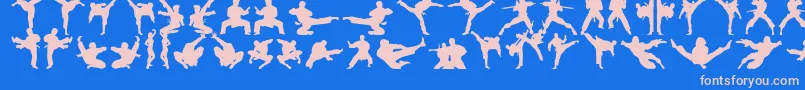 Karatechop-Schriftart – Rosa Schriften auf blauem Hintergrund