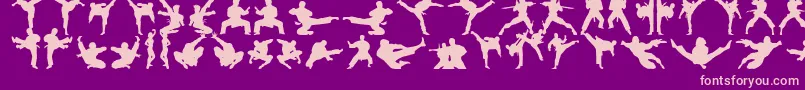 Karatechop-Schriftart – Rosa Schriften auf violettem Hintergrund