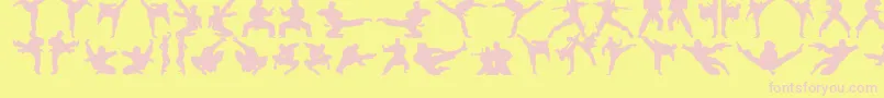 Czcionka Karatechop – różowe czcionki na żółtym tle