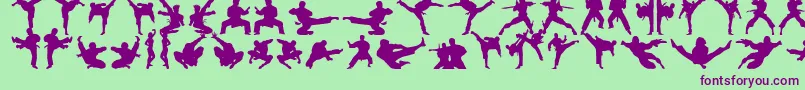 Czcionka Karatechop – fioletowe czcionki na zielonym tle