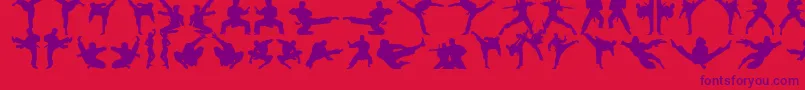 Czcionka Karatechop – fioletowe czcionki na czerwonym tle