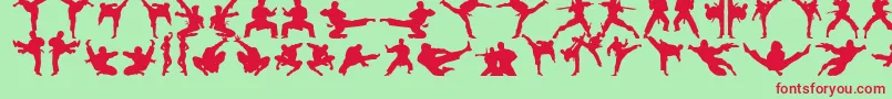 Czcionka Karatechop – czerwone czcionki na zielonym tle