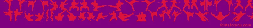 Karatechop-Schriftart – Rote Schriften auf violettem Hintergrund