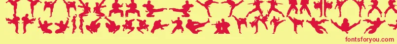 Czcionka Karatechop – czerwone czcionki na żółtym tle