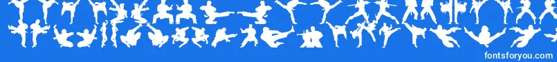 Karatechop-Schriftart – Weiße Schriften auf blauem Hintergrund