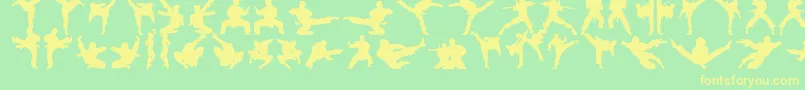 Czcionka Karatechop – żółte czcionki na zielonym tle