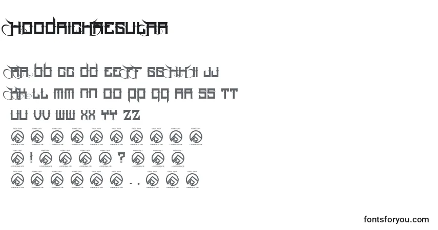 Шрифт HoodrichRegular – алфавит, цифры, специальные символы
