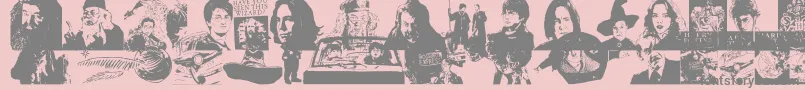 Saiba mais sobre a fonte HarryPotterAndTheDingbatFont Fonte HarryPotterAndTheDingbatFont – fontes cinzas em um fundo rosa