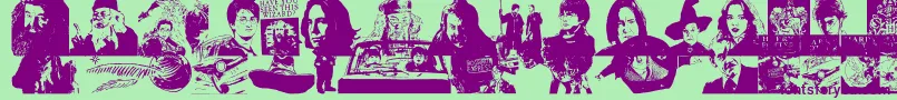 Шрифт HarryPotterAndTheDingbatFont – фиолетовые шрифты на зелёном фоне