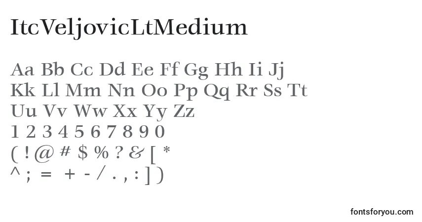A fonte ItcVeljovicLtMedium – alfabeto, números, caracteres especiais