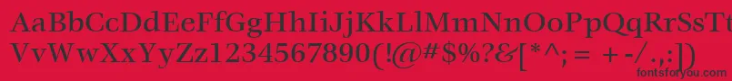 フォントItcVeljovicLtMedium – 赤い背景に黒い文字