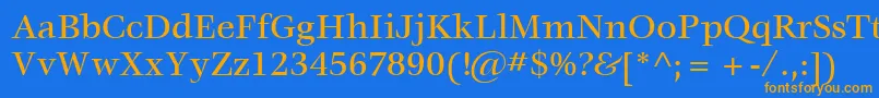 フォントItcVeljovicLtMedium – オレンジ色の文字が青い背景にあります。