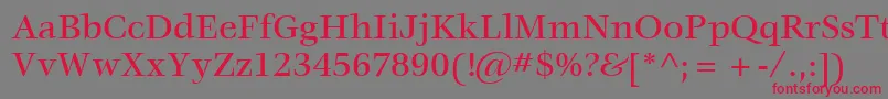 フォントItcVeljovicLtMedium – 赤い文字の灰色の背景