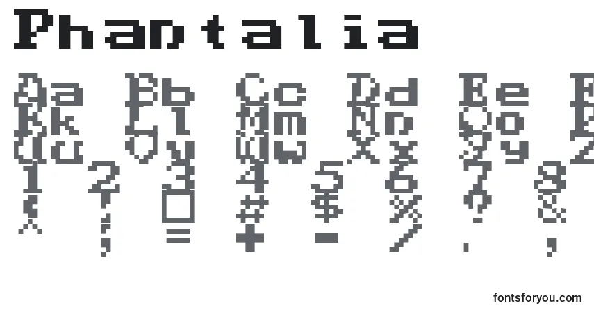 Schriftart Phantalia (39229) – Alphabet, Zahlen, spezielle Symbole