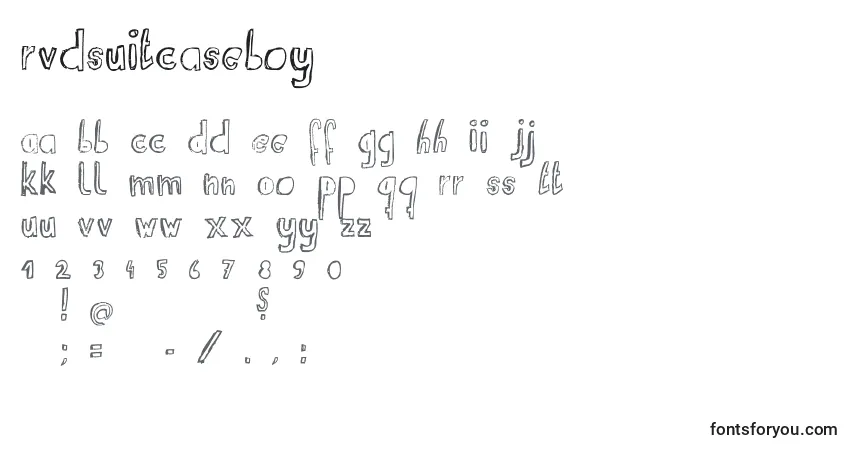 Schriftart RvdSuitcaseboy – Alphabet, Zahlen, spezielle Symbole