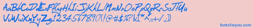 フォントOrenscript – ピンクの背景に青い文字