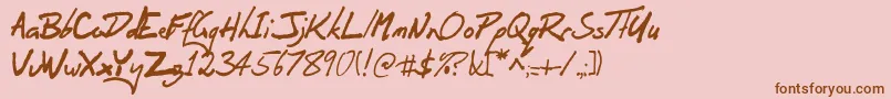 フォントOrenscript – ピンクの背景に茶色のフォント