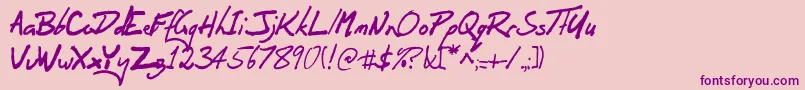 フォントOrenscript – ピンクの背景に紫のフォント