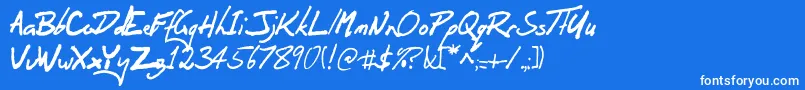 Orenscript-Schriftart – Weiße Schriften auf blauem Hintergrund