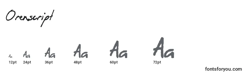 Orenscript Font Sizes