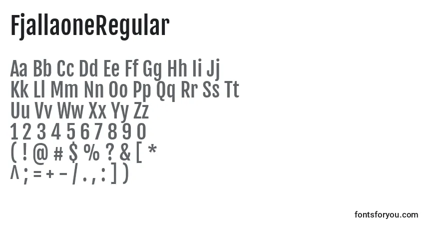 Schriftart FjallaoneRegular – Alphabet, Zahlen, spezielle Symbole