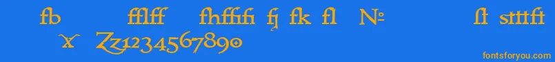 フォントImmortalAlternates – オレンジ色の文字が青い背景にあります。