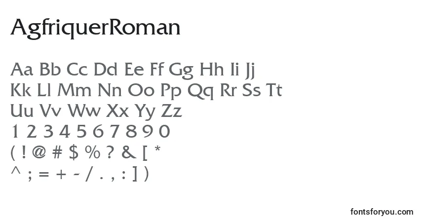 Schriftart AgfriquerRoman – Alphabet, Zahlen, spezielle Symbole