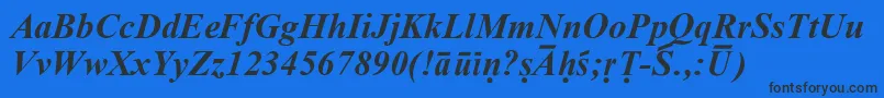 フォントSanskritRomanBoldItalic – 黒い文字の青い背景