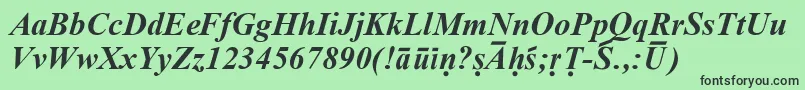フォントSanskritRomanBoldItalic – 緑の背景に黒い文字