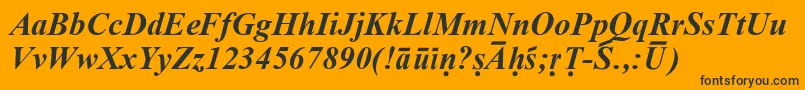 SanskritRomanBoldItalic-Schriftart – Schwarze Schriften auf orangefarbenem Hintergrund