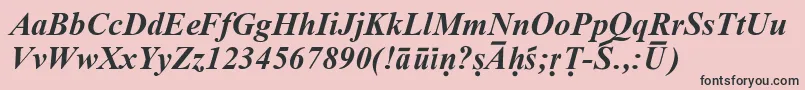 SanskritRomanBoldItalic-fontti – mustat fontit vaaleanpunaisella taustalla