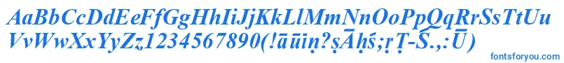 フォントSanskritRomanBoldItalic – 白い背景に青い文字