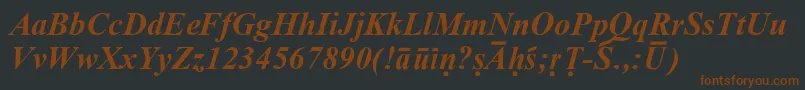 SanskritRomanBoldItalic-fontti – ruskeat fontit mustalla taustalla