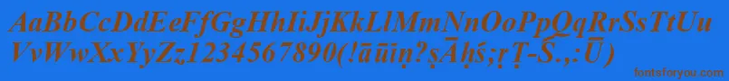 Czcionka SanskritRomanBoldItalic – brązowe czcionki na niebieskim tle