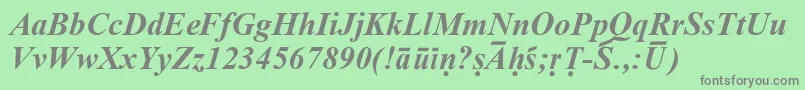 SanskritRomanBoldItalic-Schriftart – Graue Schriften auf grünem Hintergrund