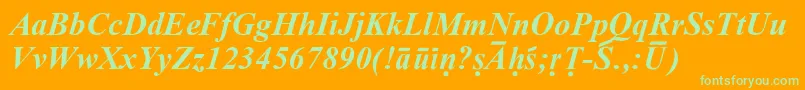 SanskritRomanBoldItalic-fontti – vihreät fontit oranssilla taustalla