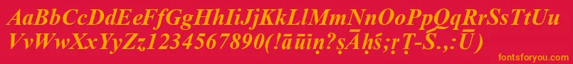 フォントSanskritRomanBoldItalic – 赤い背景にオレンジの文字