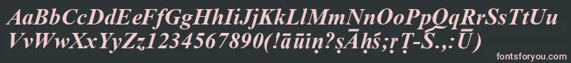 SanskritRomanBoldItalic-fontti – vaaleanpunaiset fontit mustalla taustalla