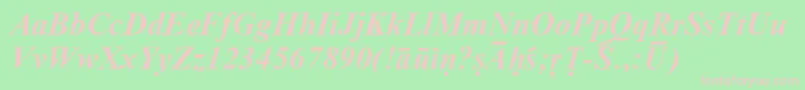 SanskritRomanBoldItalic-fontti – vaaleanpunaiset fontit vihreällä taustalla