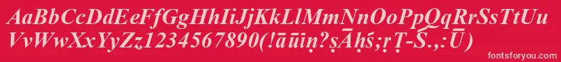 SanskritRomanBoldItalic-fontti – vaaleanpunaiset fontit punaisella taustalla