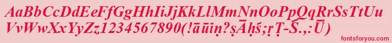 SanskritRomanBoldItalic-Schriftart – Rote Schriften auf rosa Hintergrund
