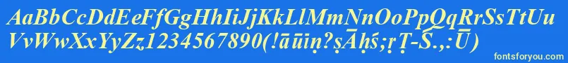 SanskritRomanBoldItalic-fontti – keltaiset fontit sinisellä taustalla