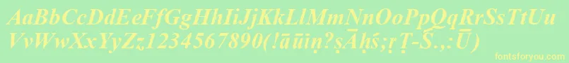 Шрифт SanskritRomanBoldItalic – жёлтые шрифты на зелёном фоне